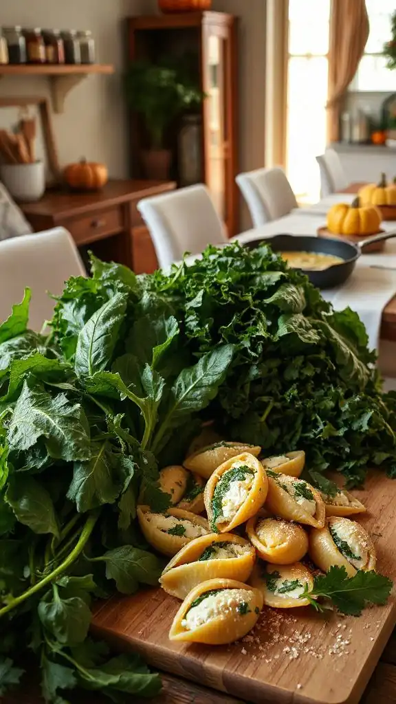 creamy spinach ricotta shells