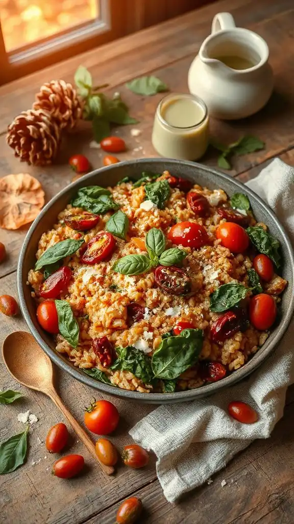 creamy spinach tomato risotto