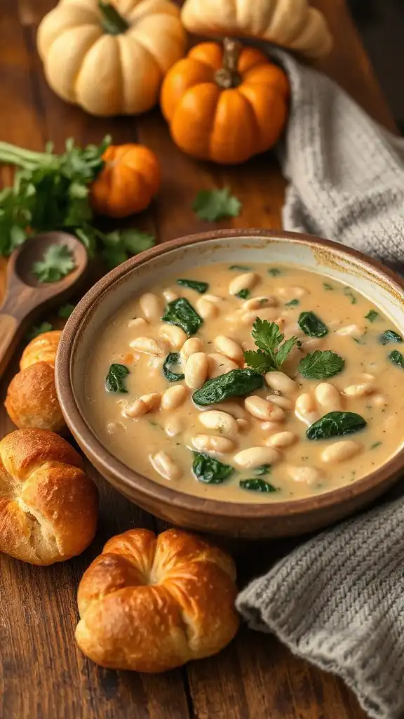 creamy spinach white bean chili