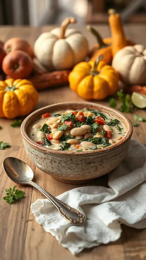 creamy spinach white bean chili