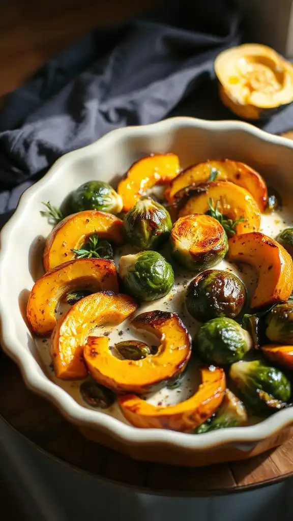 creamy squash brussels sprouts casserole