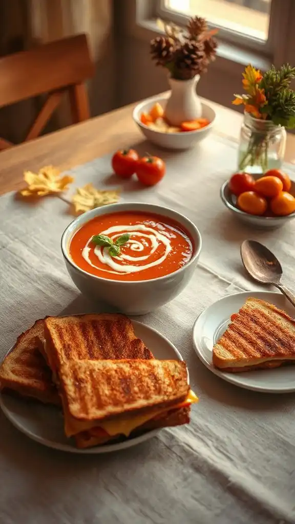 creamy tomato soup meal