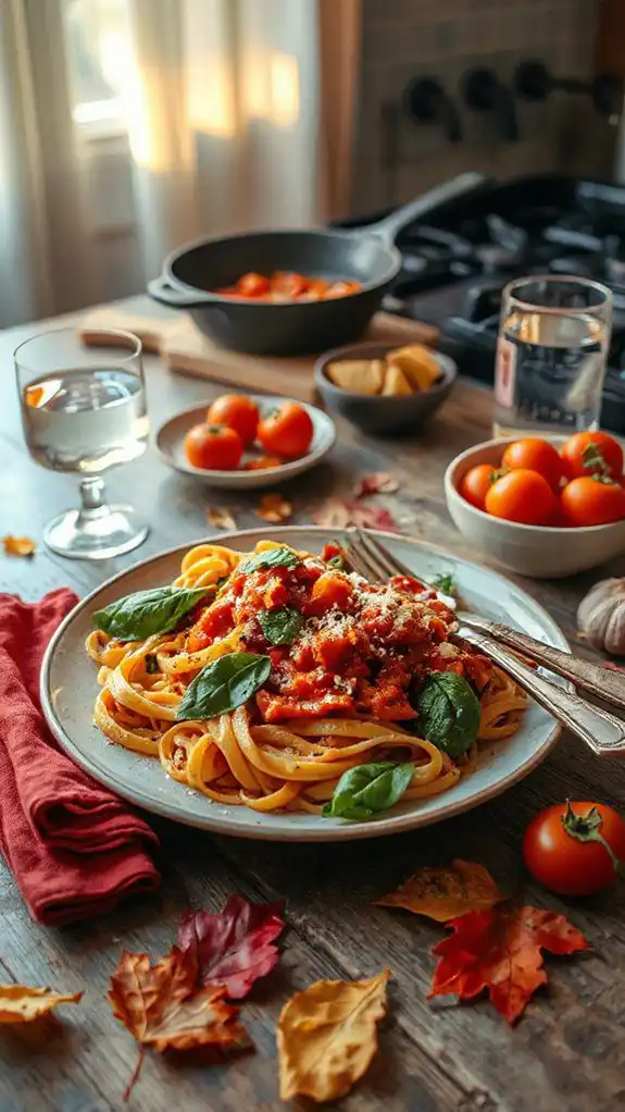 creamy tomato spinach pasta
