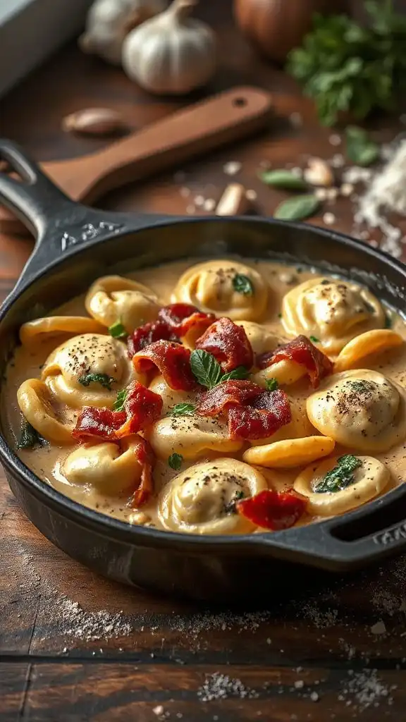 creamy tortellini carbonara skillet