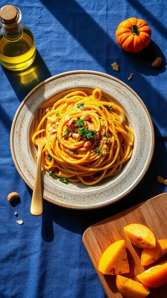 creamy vegan pumpkin pasta
