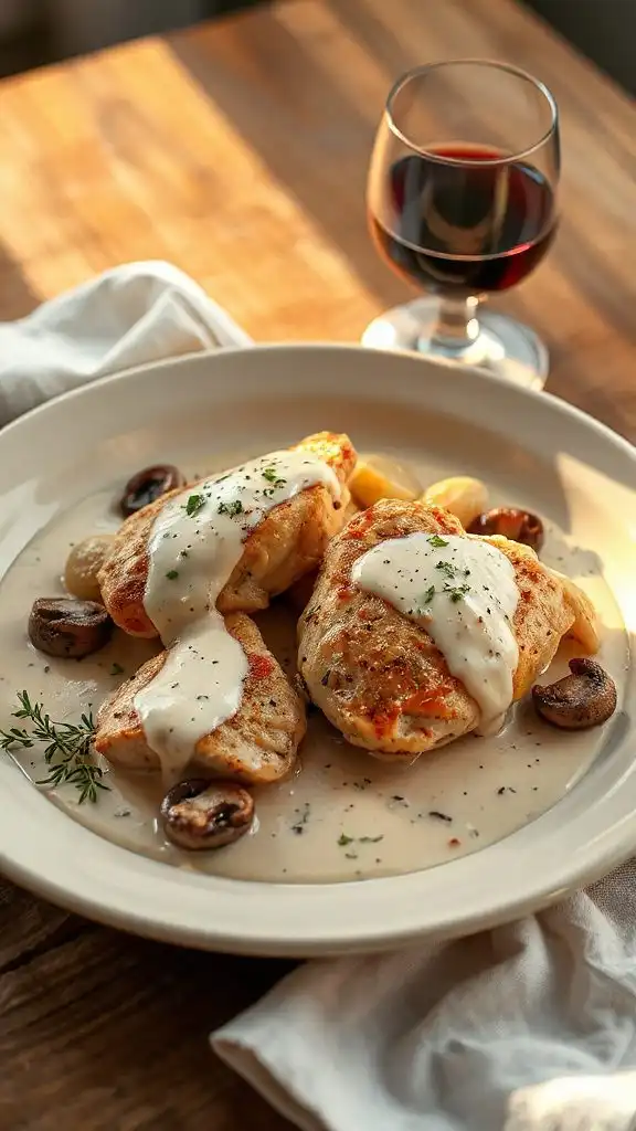 creamy wine braised chicken delight