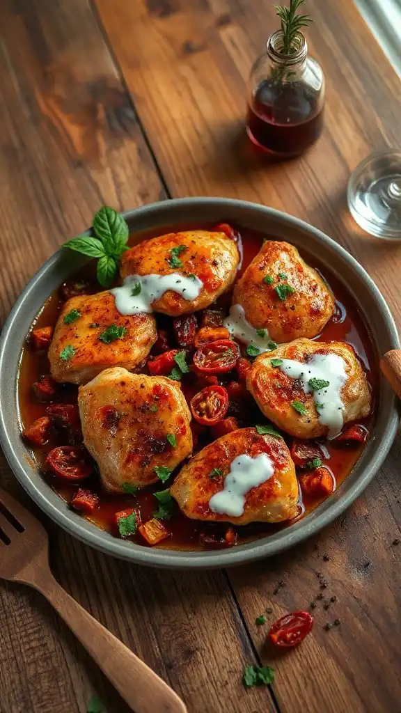 creamy wine braised chicken dish
