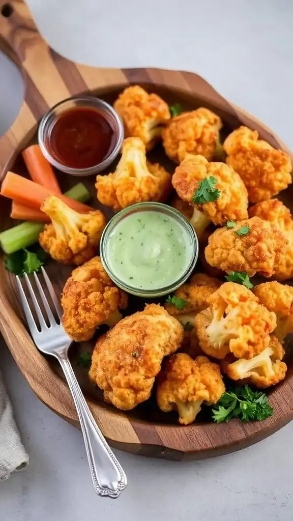 crispy cauliflower wings served