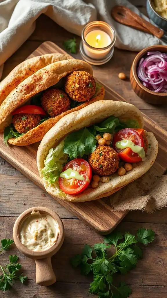 crispy falafel pita sandwiches