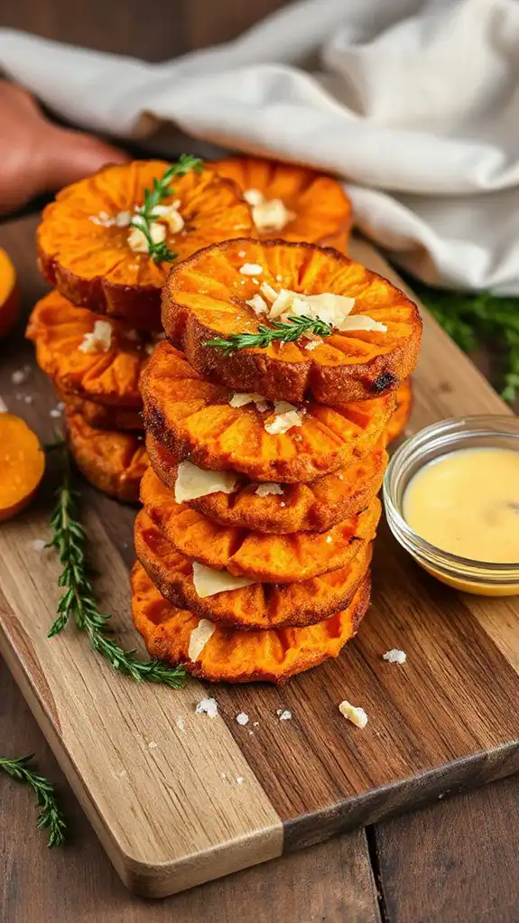 crispy parmesan sweet potato stacks
