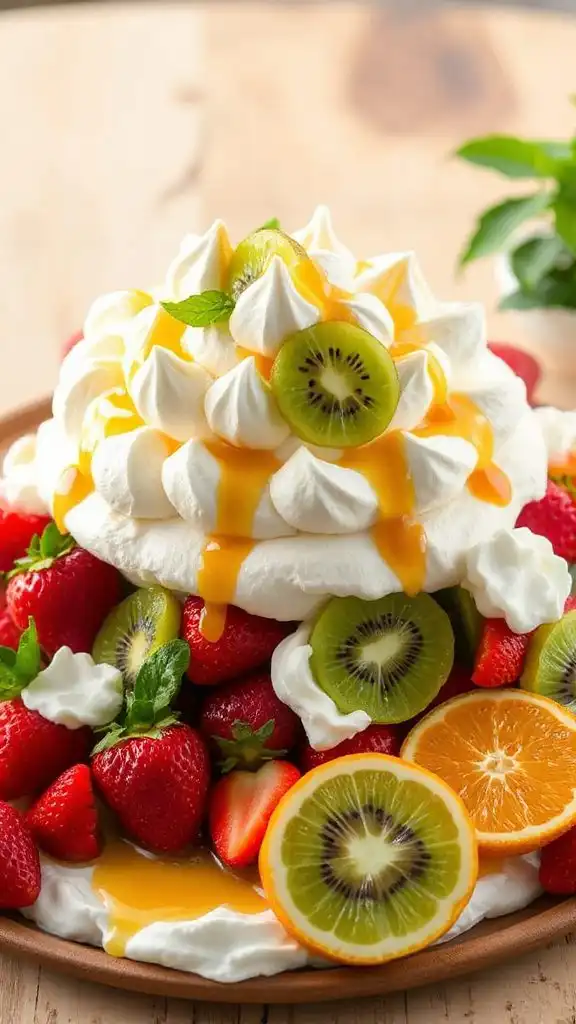 crispy pavlova with fruit