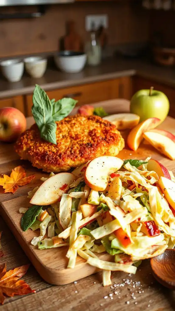 crispy schnitzel with slaw