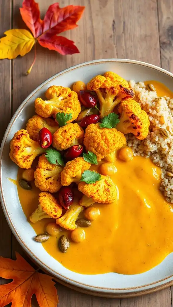 curried cauliflower and chickpeas