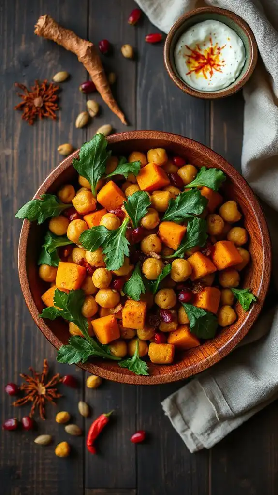curried pumpkin chickpea nourishing bowl