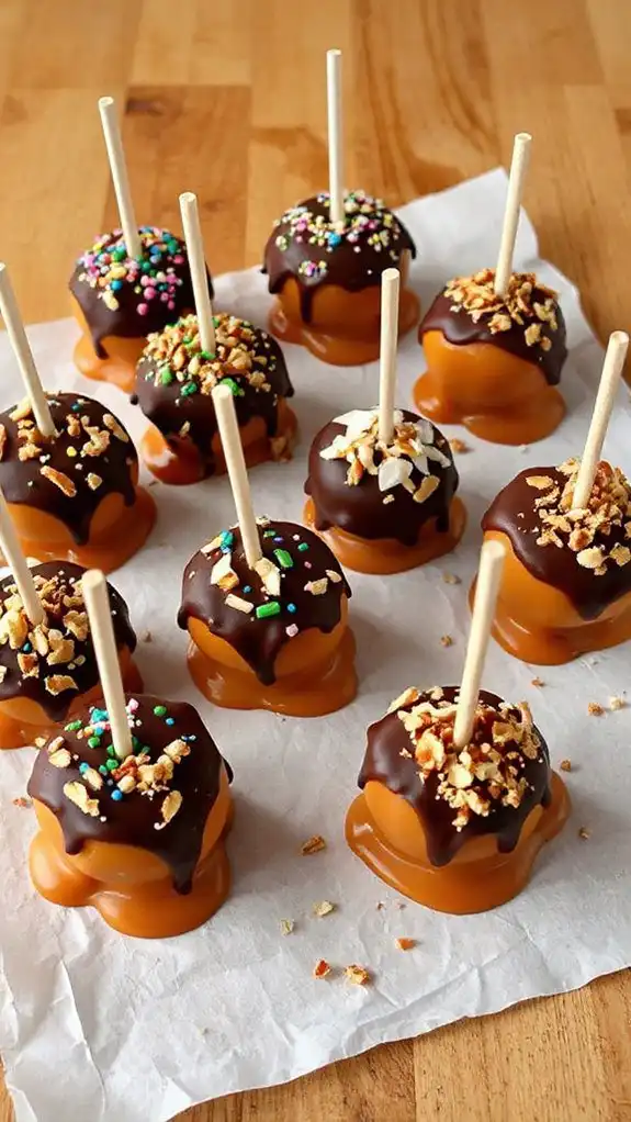 customizable chocolate caramel pops