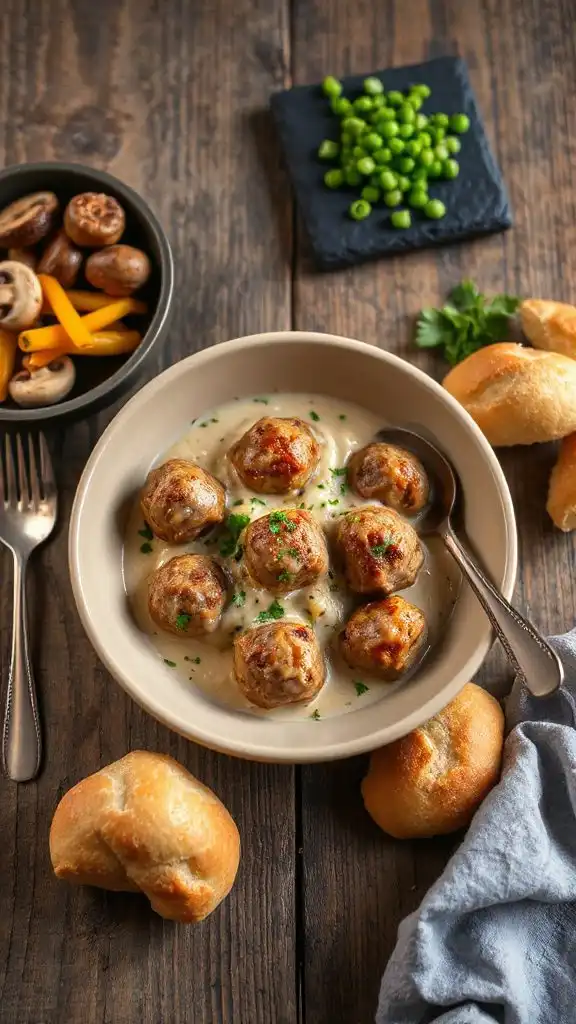 customizable creamy meatball stroganoff