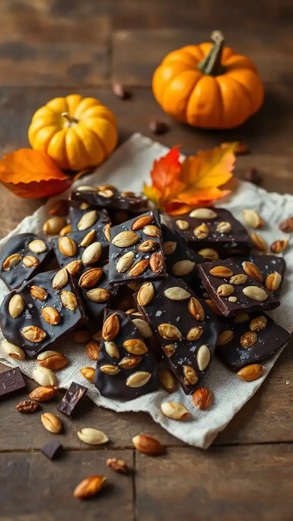 dark chocolate pumpkin seed brittle