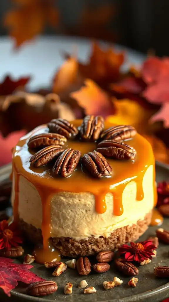 decadent caramel pecan cheesecake