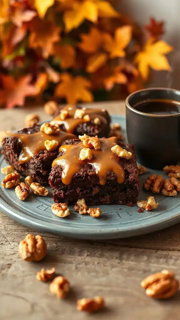 decadent caramel walnut brownies