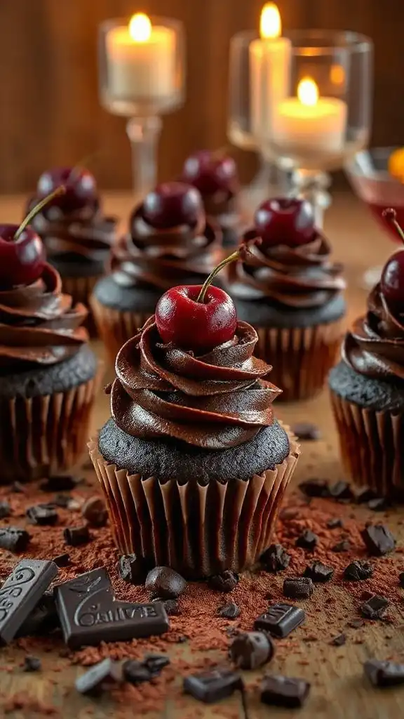 decadent chocolate cherry cupcakes