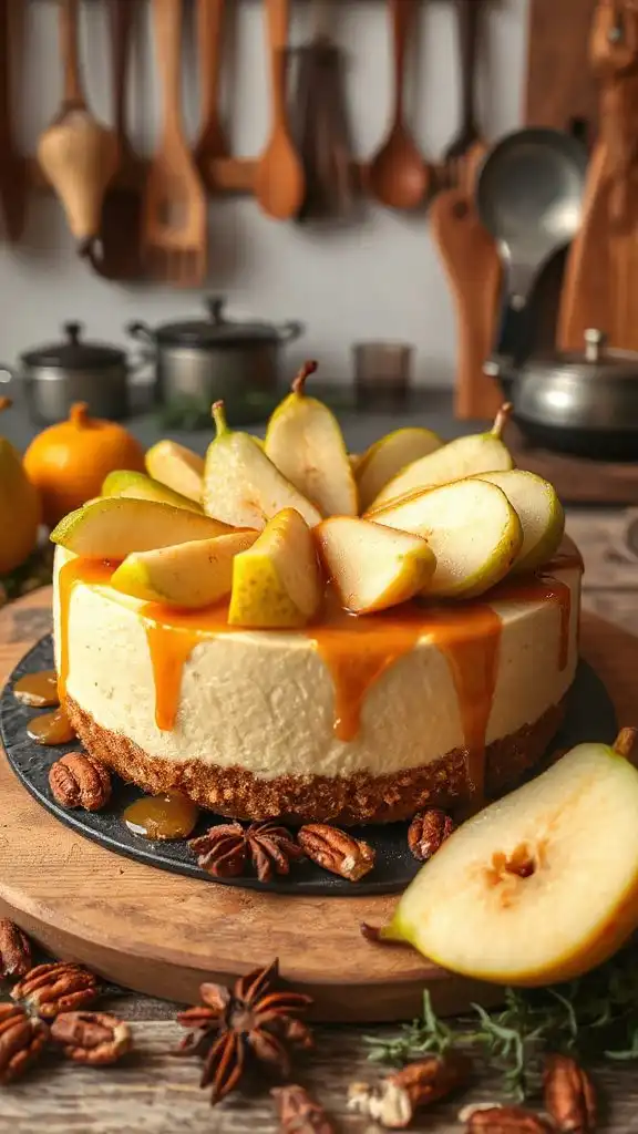 decadent pear cheesecake dessert