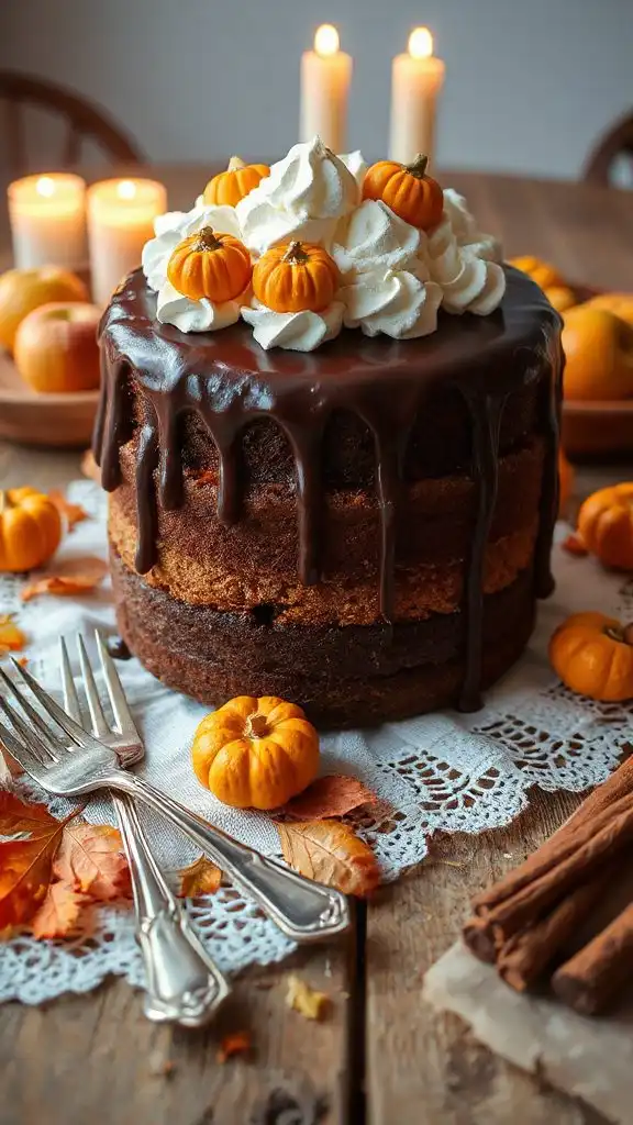 decadent pumpkin chocolate cake