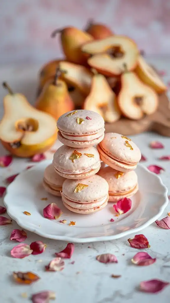 delicate floral pear macarons