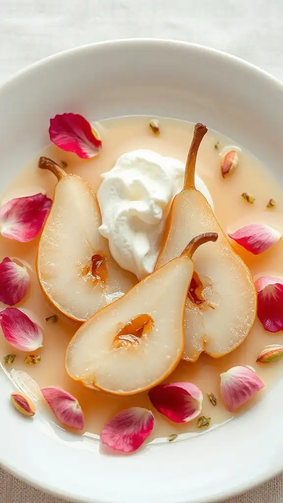 delicate poached pear dessert