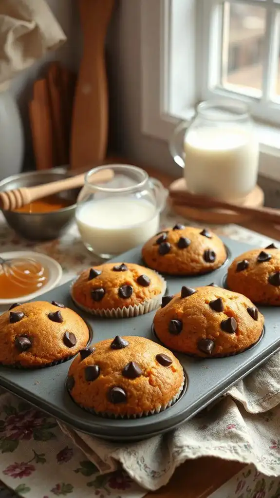 delicious chocolate chip pumpkin muffins