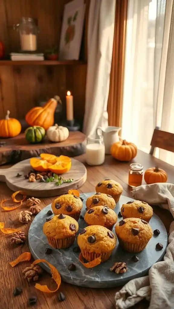 delicious pumpkin chocolate muffins