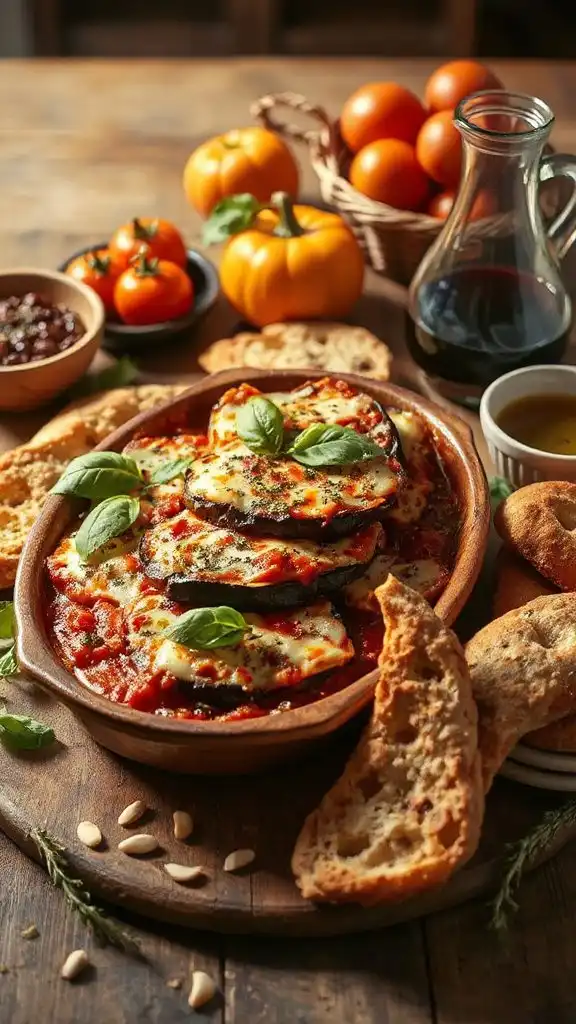 eggplant parmesan with basil