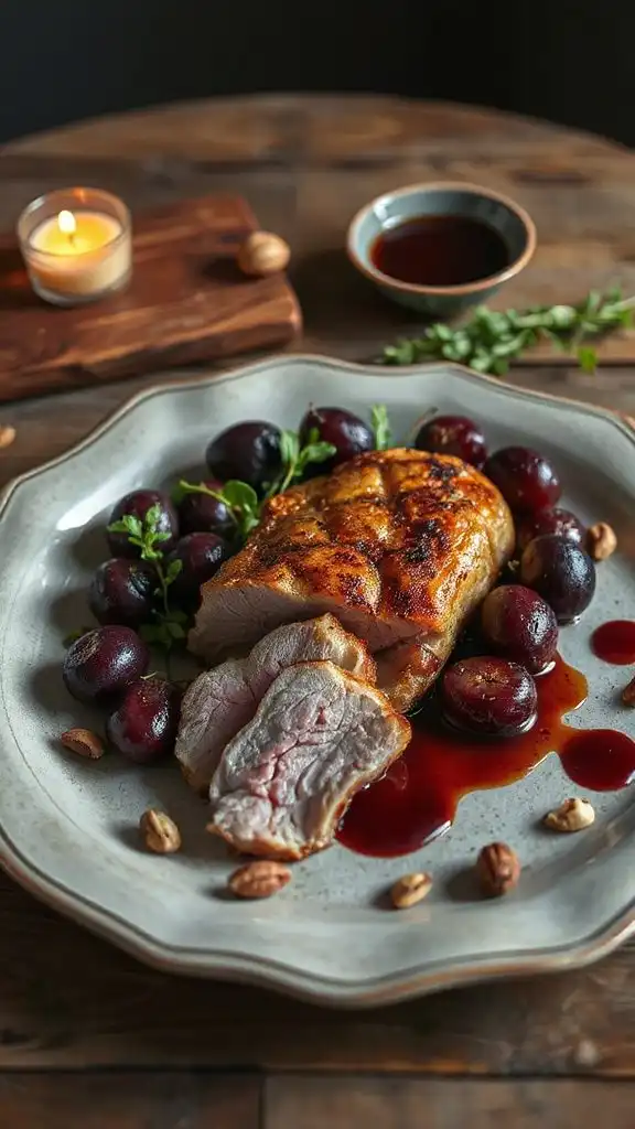 elegant duck with grapes