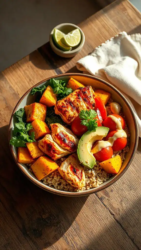 fall inspired spicy chicken bowl