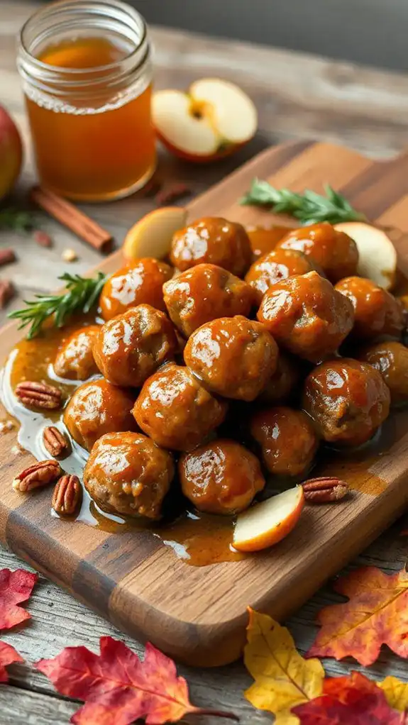 festive apple cider meatballs
