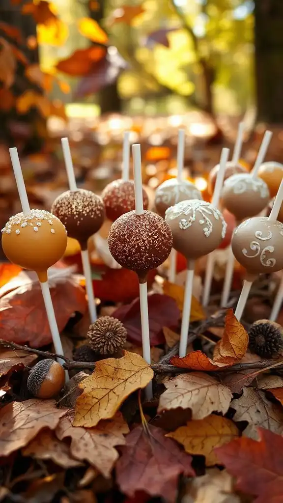 festive autumn leaf cake pops