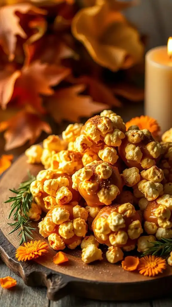 festive autumn popcorn balls