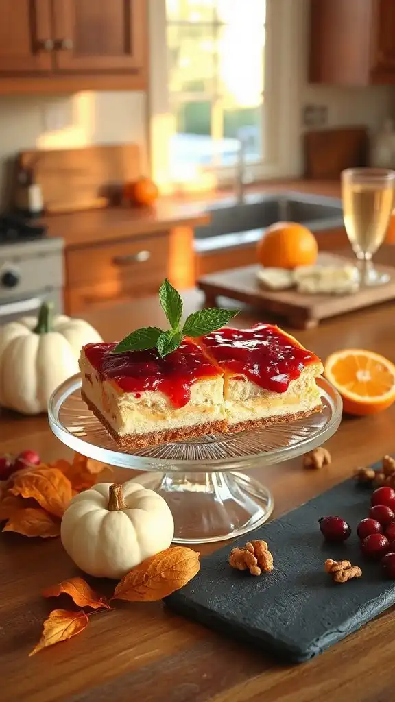 festive cranberry orange cheesecake