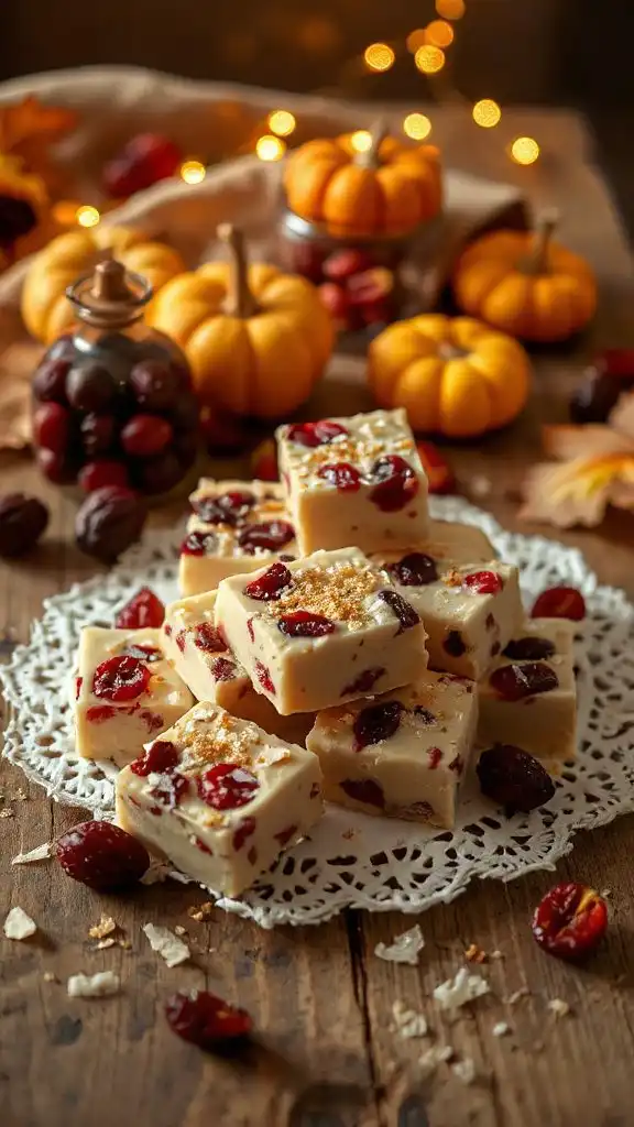 festive cranberry white chocolate fudge
