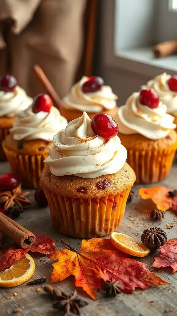 festive spiced cranberry cupcakes