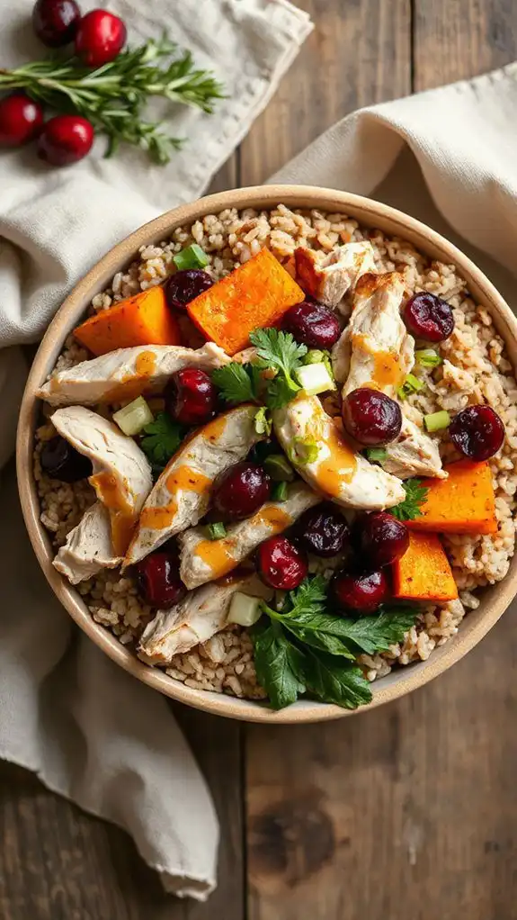 festive turkey cranberry bowl