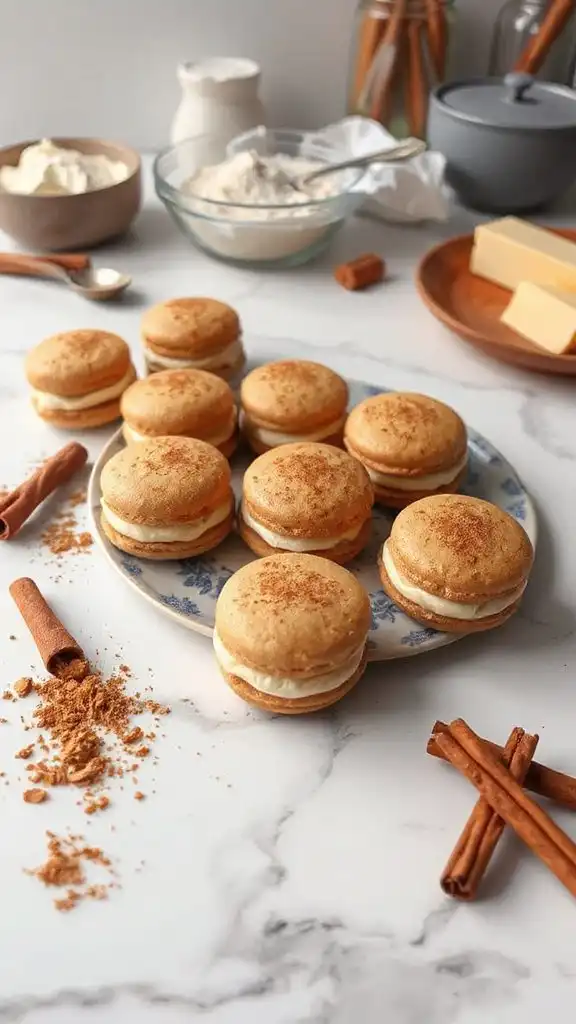 fill cinnamon roll macarons