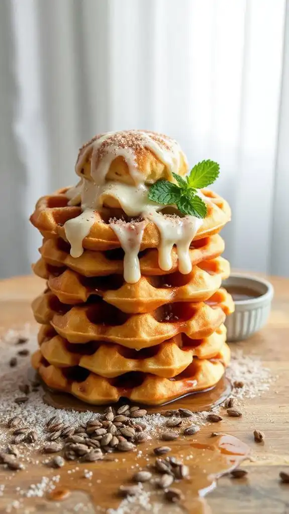 flaxseed cinnamon roll waffles flaxseed cinnamon roll waffles