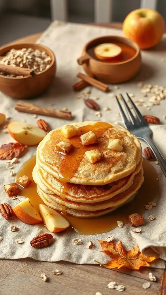 fluffy oatmeal apple pancakes