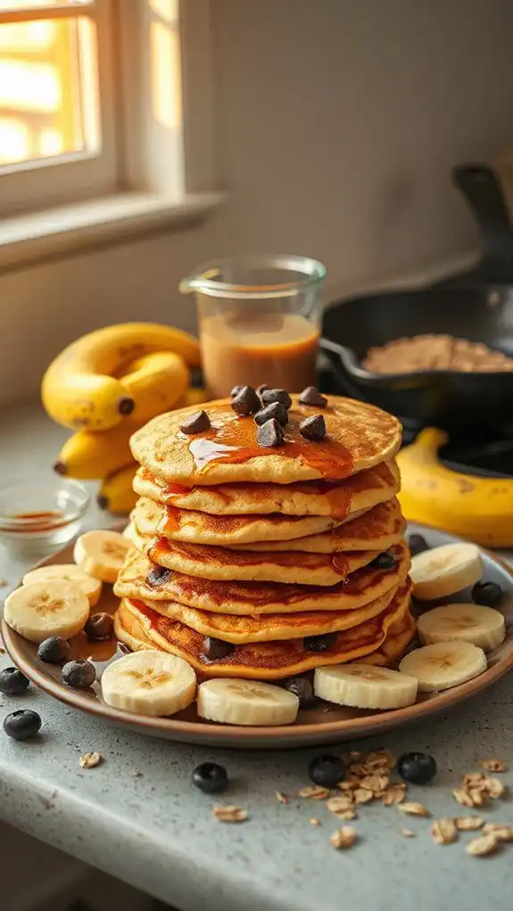 fluffy protein packed banana pancakes