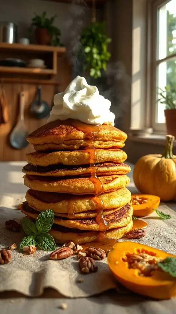 fluffy vegan pumpkin pancakes