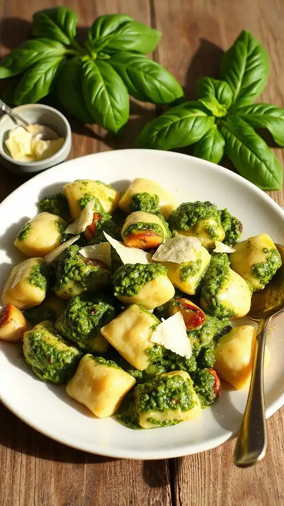 garlic butter pesto gnocchi