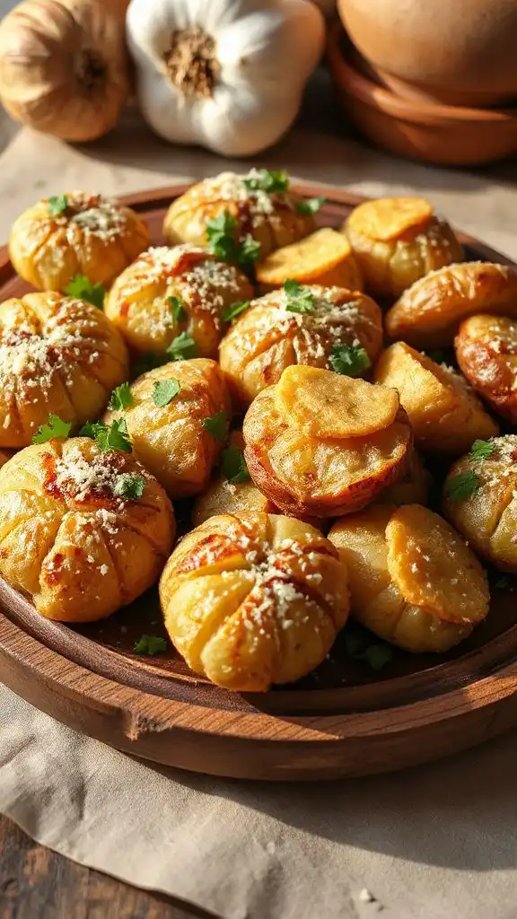 garlic parmesan smashed potatoes
