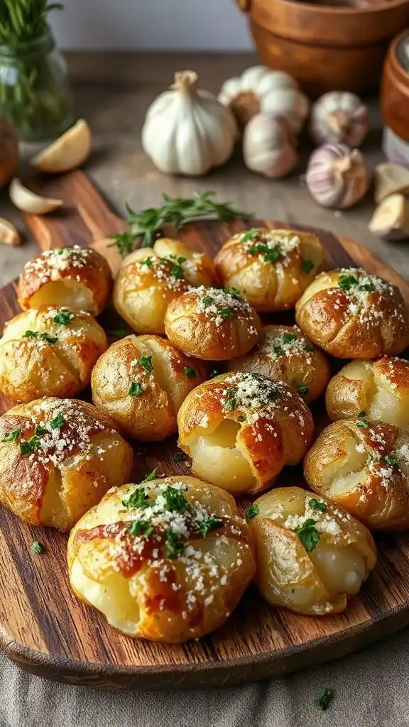 garlic parmesan smashed potatoes