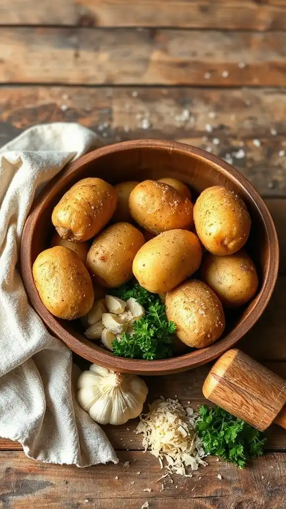 garlic parmesan smashed potatoes