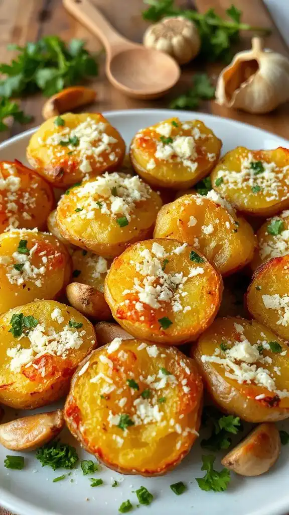 garlic parmesan smashed potatoes